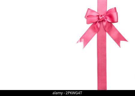 Pink Ribbon Bow Isolated On White Background Stock Photo