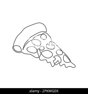 Pizza One line drawing on white background Stock Vector