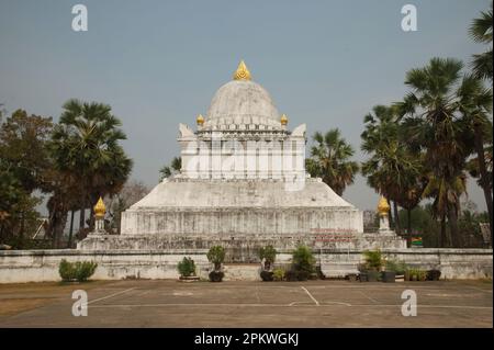 The Lotus Stupa also known as 'That Pathum' is one of the unique features of Wat Wisounrat is the Watermelon Stupa, known as That Makmo. Stock Photo