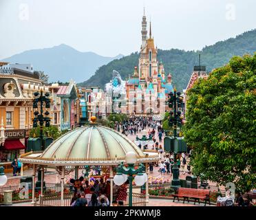 Disneyland Hong Kong re-opens as Covid 19 pandemic rules ease in 2023, Hong Kong, China. Stock Photo
