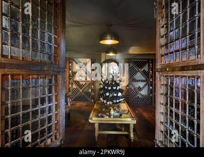 The wine cellar at the the Duba Plains Camp in the Okavango Delta in Bostwana. Stock Photo