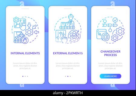 SMED concepts blue gradient onboarding mobile app screen Stock Vector