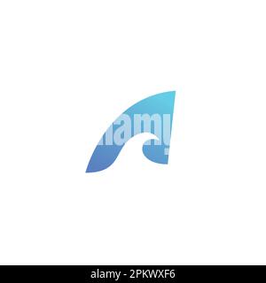 Letter A Wave Logo. Wave Simple Design. Wave Logo. Initial A Stock Vector