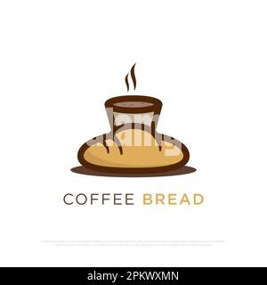 Coffee Bread logo design vector,best for food and beverages shop,cafe or restaurant logo premium vector template Stock Vector