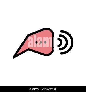 PR icon with bubble and speaker. Simple public relations logo. PR agency flat logotype. Business symbol. Advertising yellow modern vector icon Stock Vector
