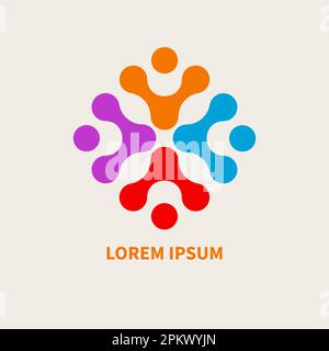 Community logo, unity icon. People in group, teamwork concept, networking logotype Stock Vector