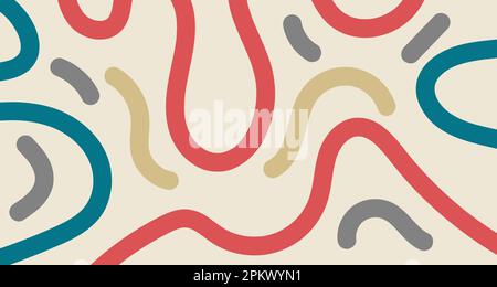 Pattern with bold lines, summer abstract background for invitations. Cute cool minimal design Stock Vector
