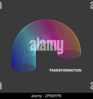 Geometric dynamic logo of thin line circles. Business icon, symbol of transformation, movement Stock Vector