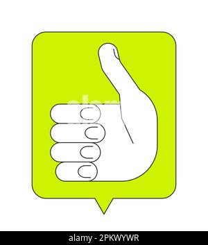 Green speech bubble with thumb up gesture linear flat color vector icon Stock Vector
