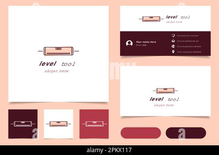 Level tool logo design with editable slogan. Branding book and business card template. Stock Vector