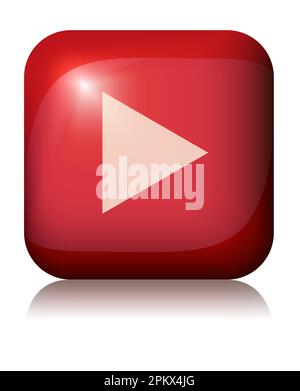 Red glossy vector play button with shaddow Stock Vector