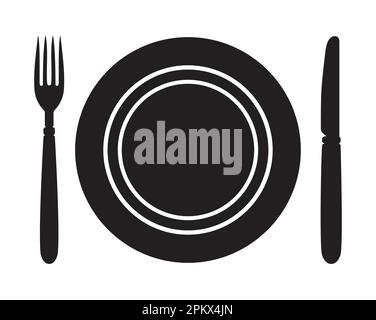 Plate, knife and fork isolated on a white background Stock Vector