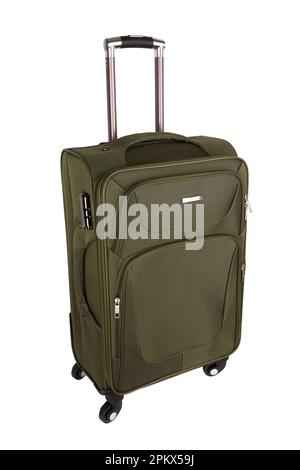 Green suitcase isolated on a white background Stock Photo