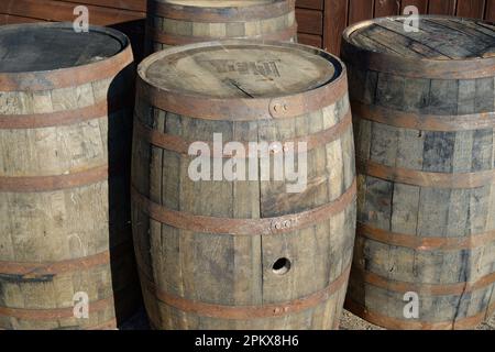 Whiskey or whisky barrels Stock Photo