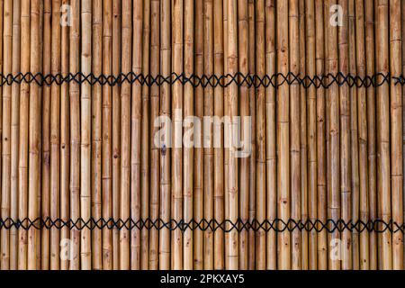 Weathered old brown bamboo texture background of interior design of wall room Stock Photo