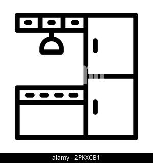 Kitchen Cabinet Vector Thick Line Icon For Personal And Commercial Use. Stock Photo