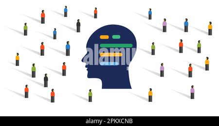 Artificial intelligence AI public crowd response massive implementation head coding Stock Vector