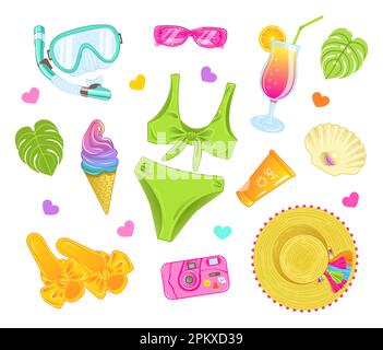 Set of beach element illustration Stock Vector Image & Art - Alamy
