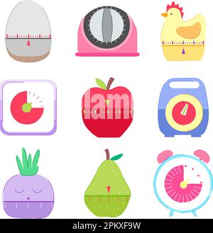 kitchen timer set cartoon vector illustration Stock Vector