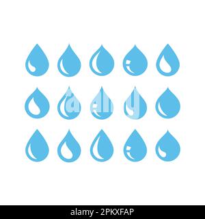 Water drops vector icon set. Simple drop of water icons. Stock Vector