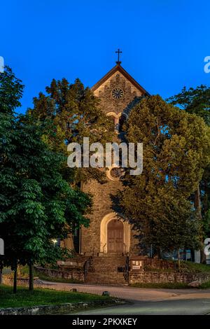 Church Allrode Harz at night Stock Photo