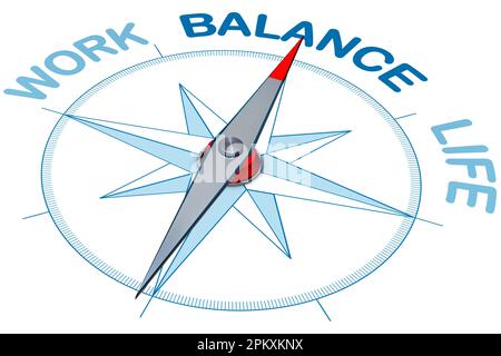 3D rendering of a compass with a work life balance icon Stock Photo