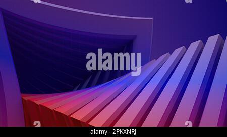 Purple and red Contemporary Tunnel coming out of a rectangular frame Pop abstract Elegant Modern 3d rendering background design elements High quality Stock Photo