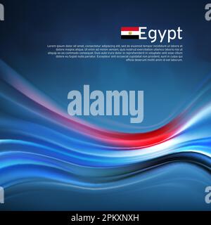 Egypt abstract flag background. Blurred pattern of light lines in colors Egyptian flag in blue sky, business brochure. State banner, Egyptian poster Stock Vector