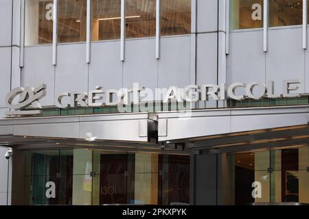 Credit Agricole Corporate & Investment Bank's US headquarters located in New York City. Credit Agricole CIB is a French commercial bank Stock Photo