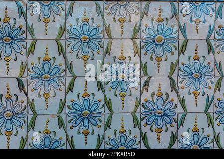 Ornament made of ceramic tiles Portuguese azulejos Stock Photo