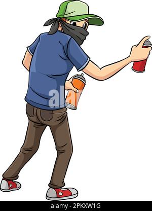 Graffiti Artist Cartoon Colored Clipart  Stock Vector
