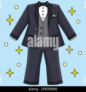 Wedding Groom Suit Colored Cartoon Illustration Stock Vector Image ...