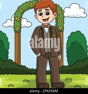 Wedding Groom And Bride Cartoon Colored Clipart Stock Vector Image ...