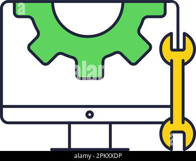 PC computer settings icon line vector symbol Stock Vector