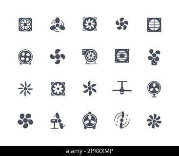 Fan icons black set Stock Vector