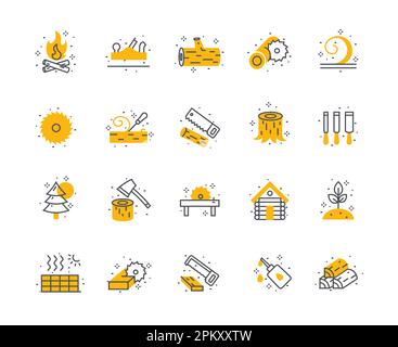 timber sawmill process color icon vector illustration Stock Vector ...