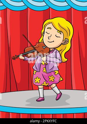 Violinist Profession Colored Cartoon Illustration Stock Vector