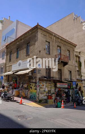 Typical hardware store in downtown Athens in Spring Stock Photo