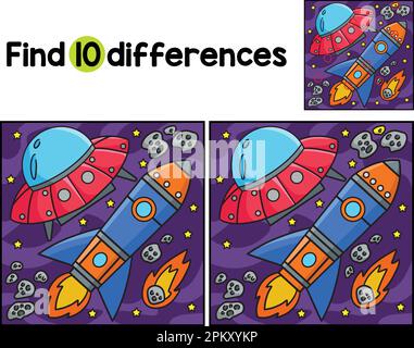Planet and Rocket Ship Find The Differences Stock Vector Image & Art ...