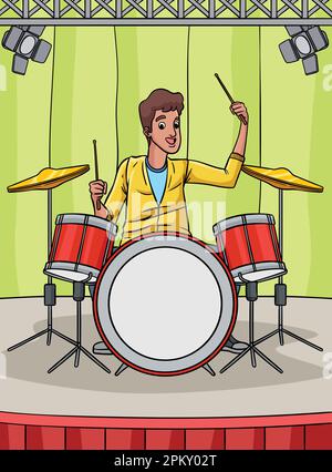 Drummer sarjakuva värillinen clipartDrummer sarjakuva värillinen clipart  