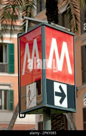Metro sign in Piazza di Spagna, Rome, Italy Stock Photo