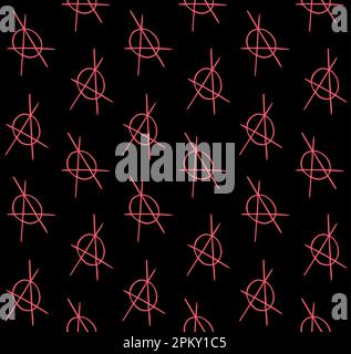 Vector seamless pattern of hand drawn doodle sketch anarchy symbol isolated on black background Stock Vector