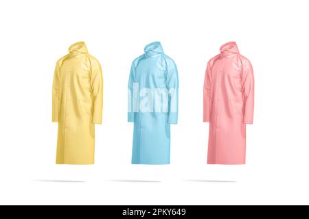 Blank colored protective raincoat mockup, side view Stock Photo