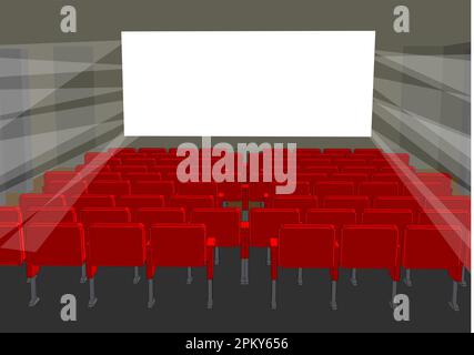 cinema interior vector illustration, empty theater auditorium cinema or conference hall Stock Vector