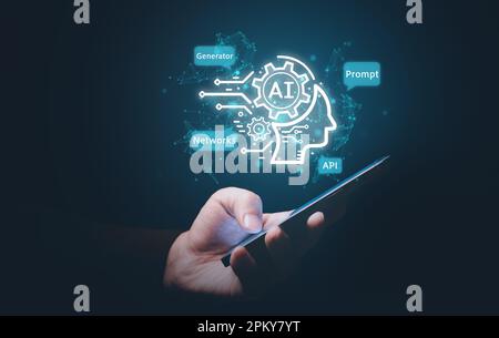 Human life with Artificial Intelligence, Data in computer technology Stock Photo