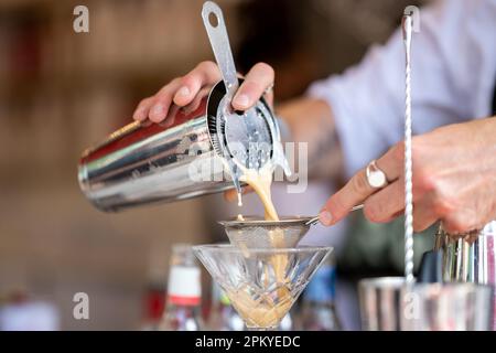 Cocktails being prepared at an event in Cardiff, Wales. Stock Photo