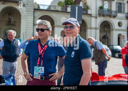 06/22/2019 Turin (Italy) Fabrizio Giugiaro and Alfredo Stola in Turin, during a break in a concours d'elegance for vintage cars Stock Photo