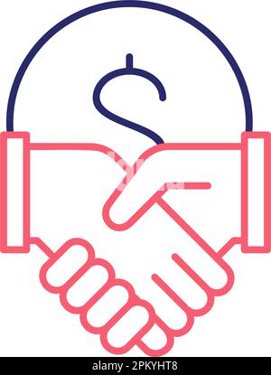 Coin with handshake, contract agreement, partnership, teamwork gradient ...