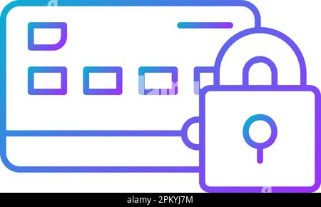 Credit card with lock, secure payments, secured credit card gradient lineal icon. Shopping, online banking, finance symbol design. Stock Vector