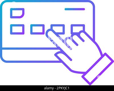 Finger click on the credit card, choice of debit card for payment gradient lineal icon. Shopping, online banking, finance symbol design. Stock Vector